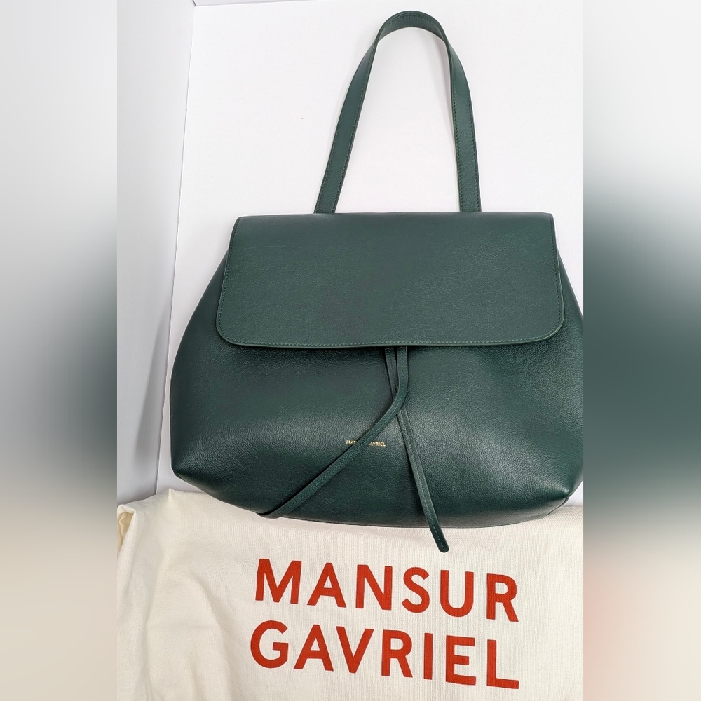 Mansur Gavriel Forest Green Leather Shoulder Bag